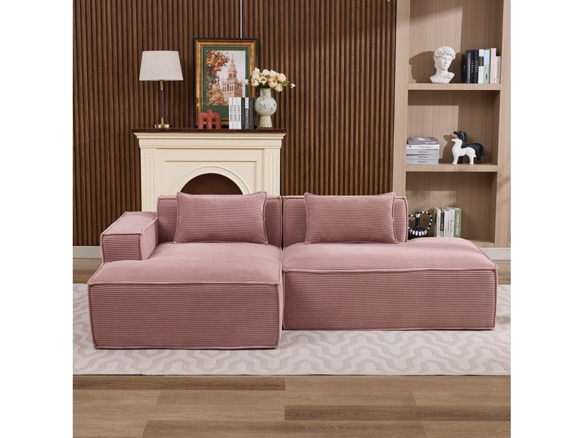 Sofá De Tecido 235 Cm Com 2 Almofadas E Molas, Sofá Moderno Para Sala, Apartamento E Escritório
