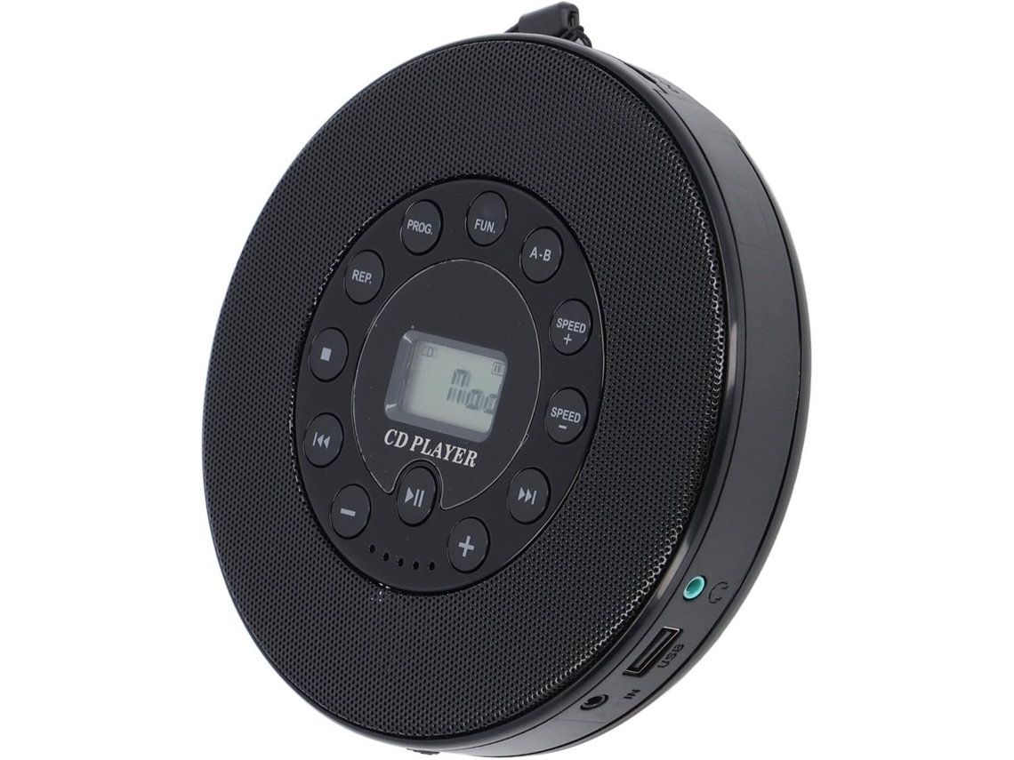 Leitor Cd Recarregável Srliya, Portátil, Anti-pulos, Com Alto-falante Para Mp3 No Carro, 5 Horas De Reprodução