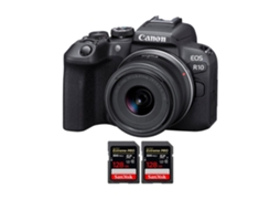 Eos R10 + Rf S 18 45mm F4.5 6.3 Is Stm + 2 Sandisk 128gb Uhs ii 300mb/s Máquina Fotográfica Híbrida Aps c + Ebook Pricedirect CANON
