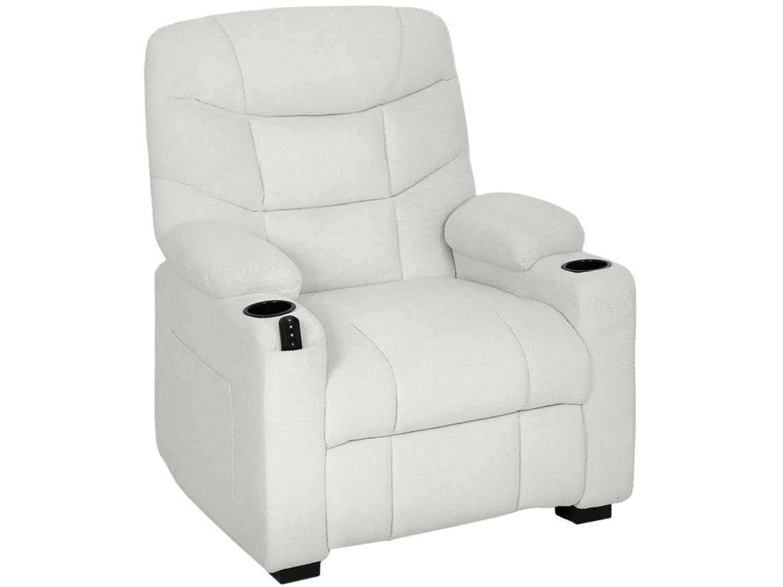 Poltrona Relax Reclinável Elétrica Com Função Memória Apoio Para Pés Controlo Remoto E Porta Usb 94x90x105 Cm Creme