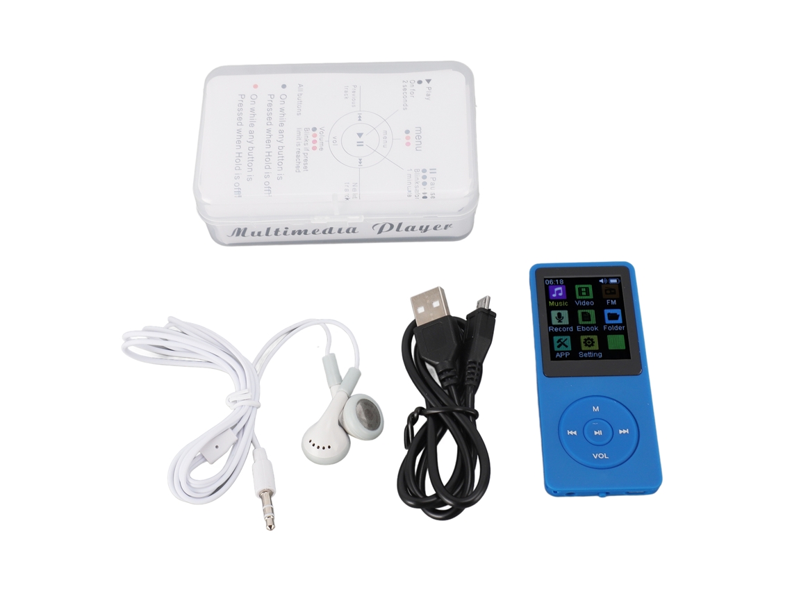 Reprodutor MP3 EOOCOO com vídeo, Bluetooth, tela 1.8 polegadas