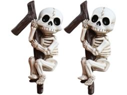 Pequena Estatueta De Esqueleto - Escultura Divertida Em Resina Para A Época.
