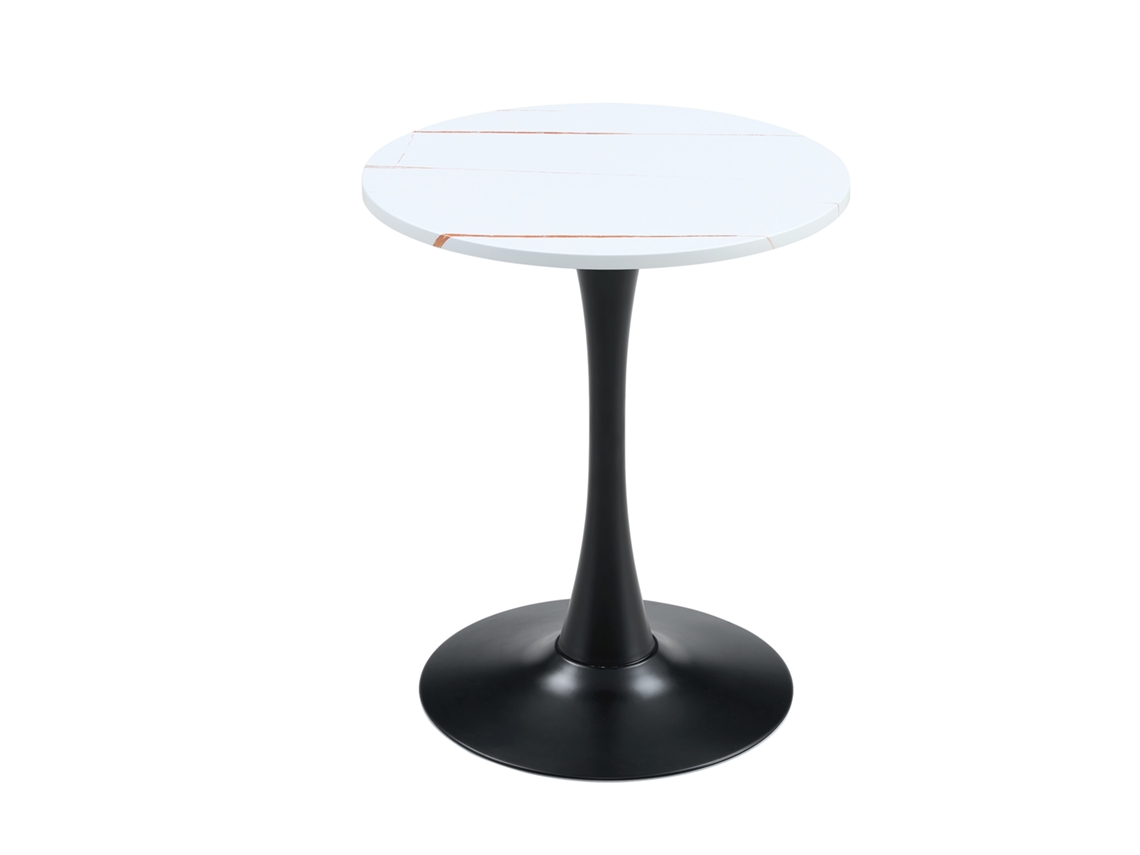 Mesa Lateral Redonda, 60 cm, MDF, Tampo Termoformado, Branco, PAPRIKA
