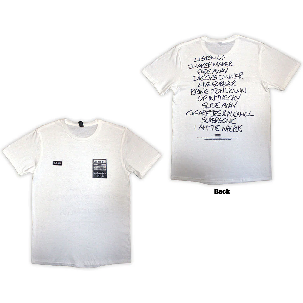 Rockinstone Oasis Definitely Maybe Aaa Setlist T-shirt Classic（xxl）