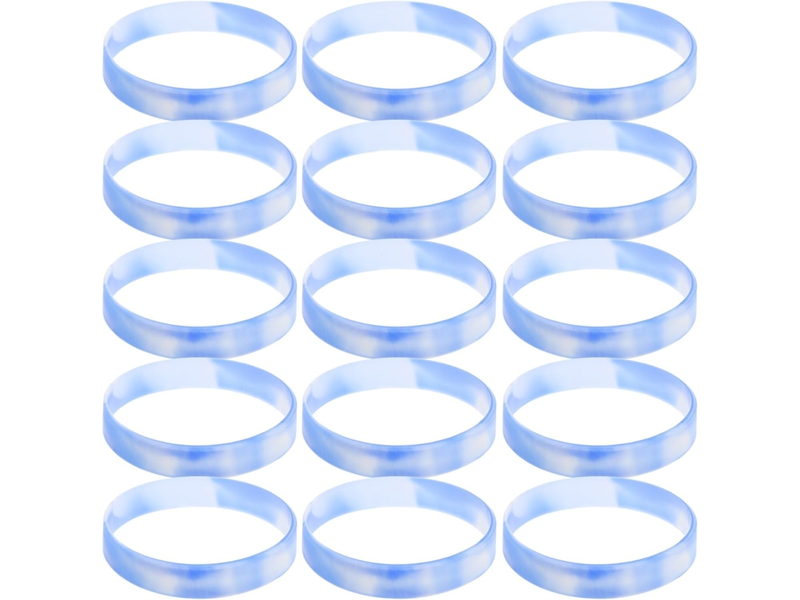 Conjunto Healeved com 20 pulseiras elásticas de silicone macio, estampa camuflada azul, ajustáveis e à prova d'água, Ideais