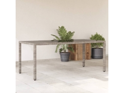 Vidaxl Mesa De Jardim Com Tampo De Vidro 190x90x75 Cm Vime Pe Cinza