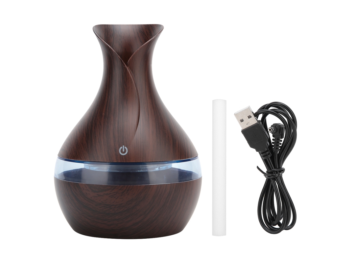 Laxiscreed Umidificador Usb Redondo De Madeira Escura Para Mesa Em Casa