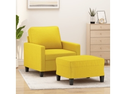 Vidaxl Poltrona Com Apoio De Pés 60 Cm Tecido Amarelo-claro