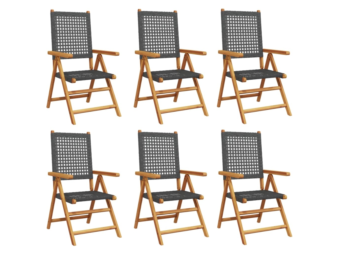 Maison Exclusive - Cadeiras Jardim Reclináveis 6 Pcs Vime Pe/madeira Maciça Preto