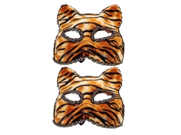 Máscara De Meio Tigre Projetada Para Apresentações Em Bailes De Máscaras, Perfeita Para Festas À Fantasia E Festivais, 2 Peças