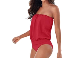 Fasst Traje de Banho Inteiro Bandeau Mulher Sem Largos Sem Recheio Verão Praia Piscina Mono Bikini