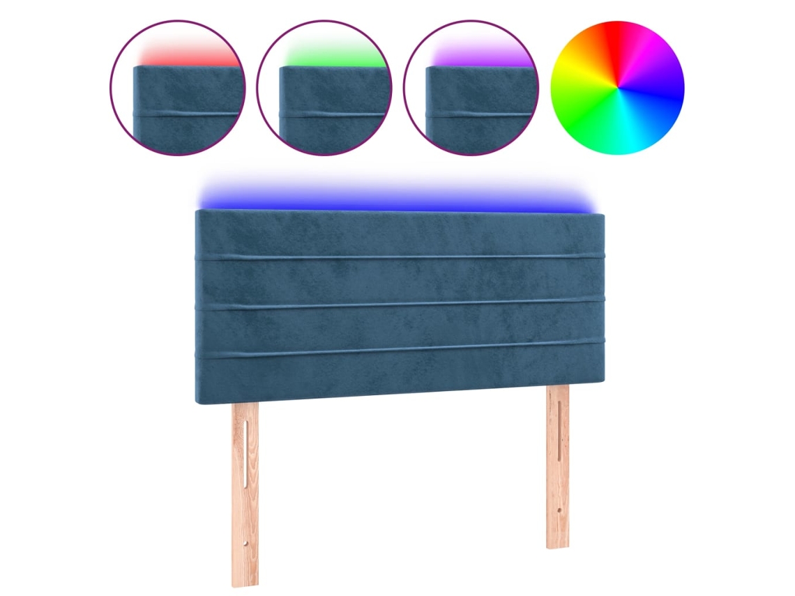 Cabeceira de Cama com Luzes Led Veludo Azul Escuro MAISON EXCLUSIVE (80x5x78 cm)
