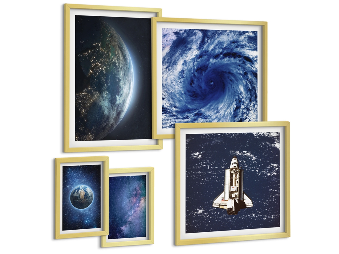 Conjunto De Pinturas Paisagens Espaciais Da Terra Espelharte (5 Peças)