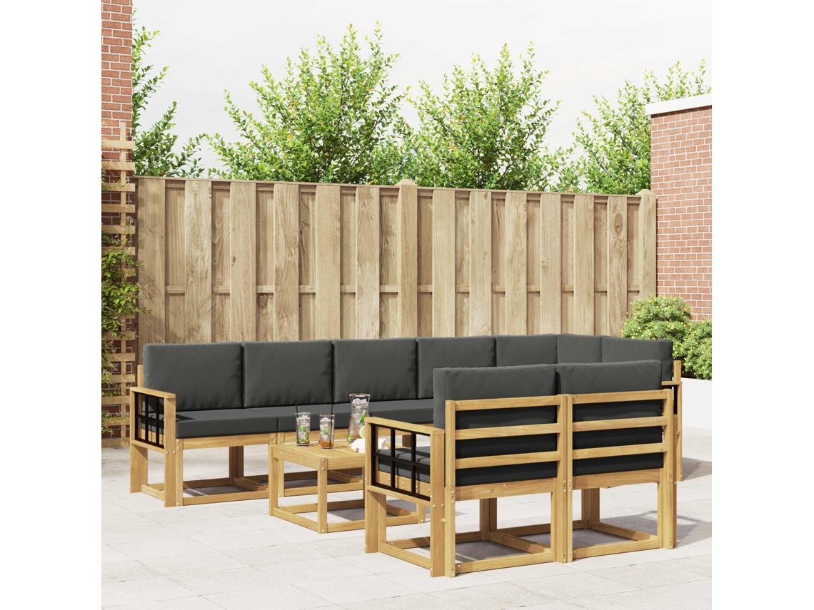 Vidaxl Conjunto De Sofás Para Exterior 9 Unid. Branco E Antracite