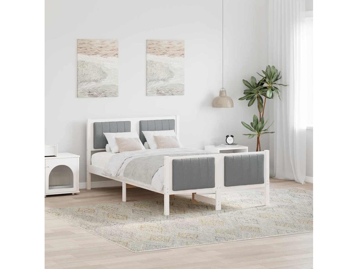 Vidaxl Estrutura Da Cama Branco E Cinza Claro 120 X 200 Cm