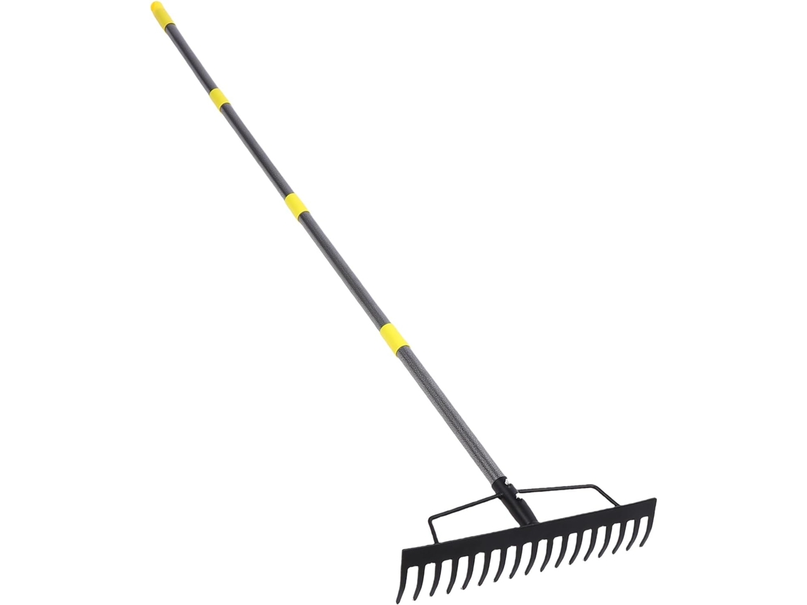 Ancinho De Jardim Robusto Em Metal Com 16 Dentes Para Nivelar E Remover Terra.