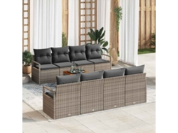 Vidaxl Conjunto De Sofá De Jardim 9 Unid. Cinzeto Vime Pe