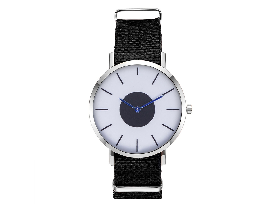 Relógio masculino Zhoulianfa com pulseira de nylon, mostrador redondo e mecanismo de quartzo.
