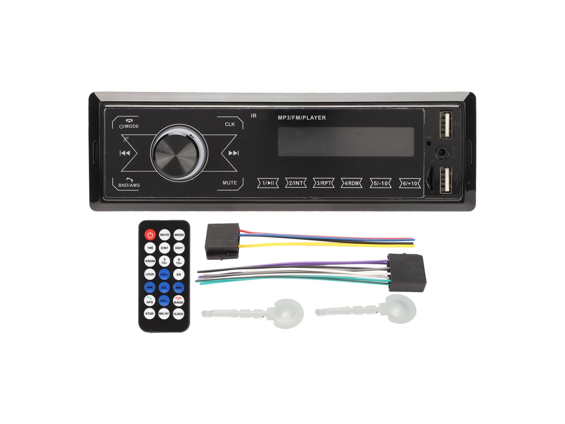 Reprodutor MP3 para carro com Usb, comando à distância com tela táctil, relógio, entrada auxiliar e conexão sem fios | S/MARCA