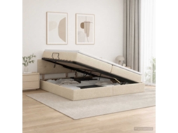 Vidaxl Cama Com Arrumação E Colchão Creme 200 X 200 Cm Veludo