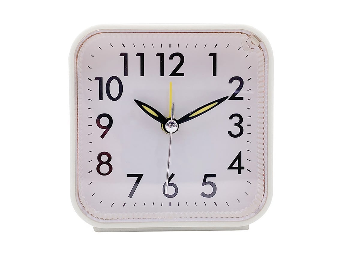 Despertador analógico pequeno e silencioso Baok com bateria, alarme alto, função soneca e luz para viagens, quarto e mesa, branco.