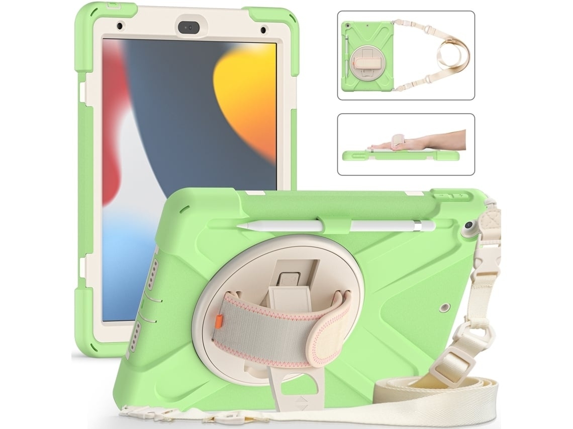 Capa Robusta Para Tablet Ipad De 10,2 Polegadas Verde Grama (2021/2020/2019) Com Suporte Cor Verde Elysve
