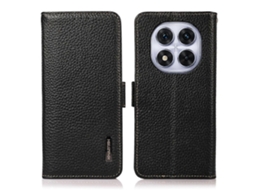 Capa De Celular Khazneh Para Xiaomi Redmi Note 14 Pro 5g / Poco X7 5g, Capa De Couro Bovino Genuíno Com Bloqueio Rfid, Preta