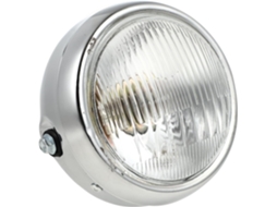 Farol Retrô Redondo Prateado Para Motocicleta Em Ferro E Vidro, Design Compacto E Resistente À Ferrugem.