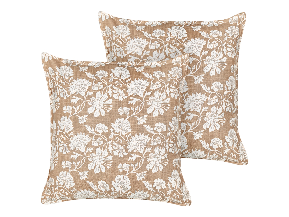 Conjunto de 2 almofadas BELIANI Notelea de Algodão Creme 45x45x15