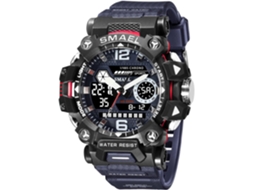 Lurelia Relógio Digital Desportivo, Visor Digital, Led, Cronómetro, Alarme, Data/calendário, 12/24h, Luminoso, Duplo Fuso/mostrador, Azul