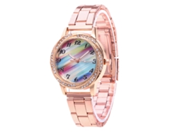 Relógio de Pulso de Casal com Pulseira de Aço e Mostrador Redondo Fashio