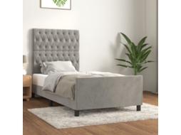 Estrutura De Cama Sem Colchão 100x200 Cm Veludo Cinzento-claro