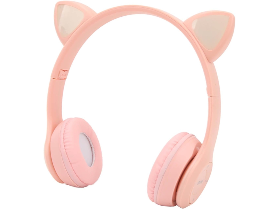Fones De Ouvido Sem Fio, Com Arco Ajustável, Dobráveis E Com Um Design Fofo De Orelhas Gato Para Computador Rosa
