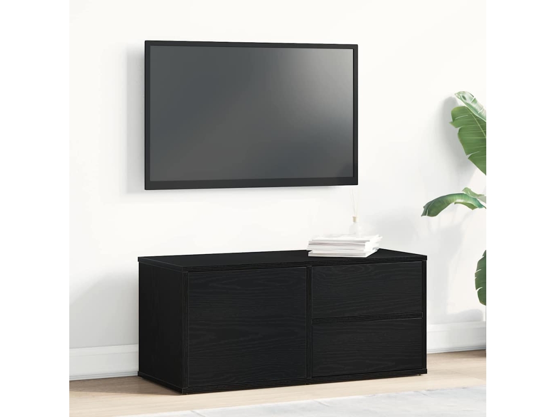 Vidaxl Gabinete Para Tv Com Gaveta Carvalho Preto 80 X 34 X 36 Cm
