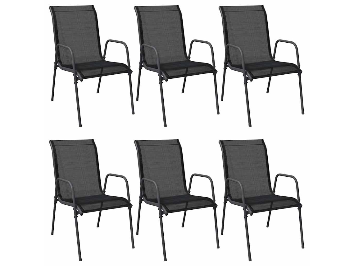 Maison Exclusive - Cadeiras De Jardim 6 Pcs Aço E Textilene Preto