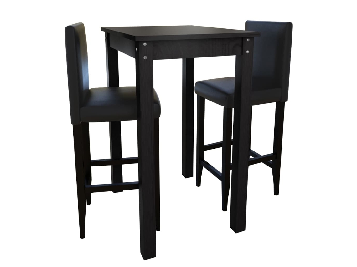 Mesa De Bar Com 2 Cadeiras De Bar, Preto