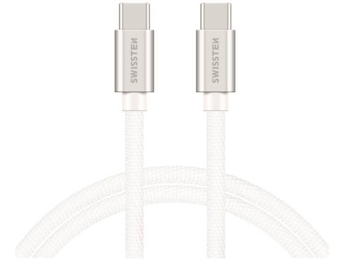 Cabo SWISSTEN Textile (USB-C - USB-C - 1.2 m - Prateado)