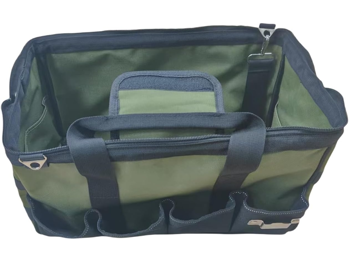 Bolsa para ferramentas com abertura ampla para armazenamento, organizadores, chaves e outros itens domésticos.