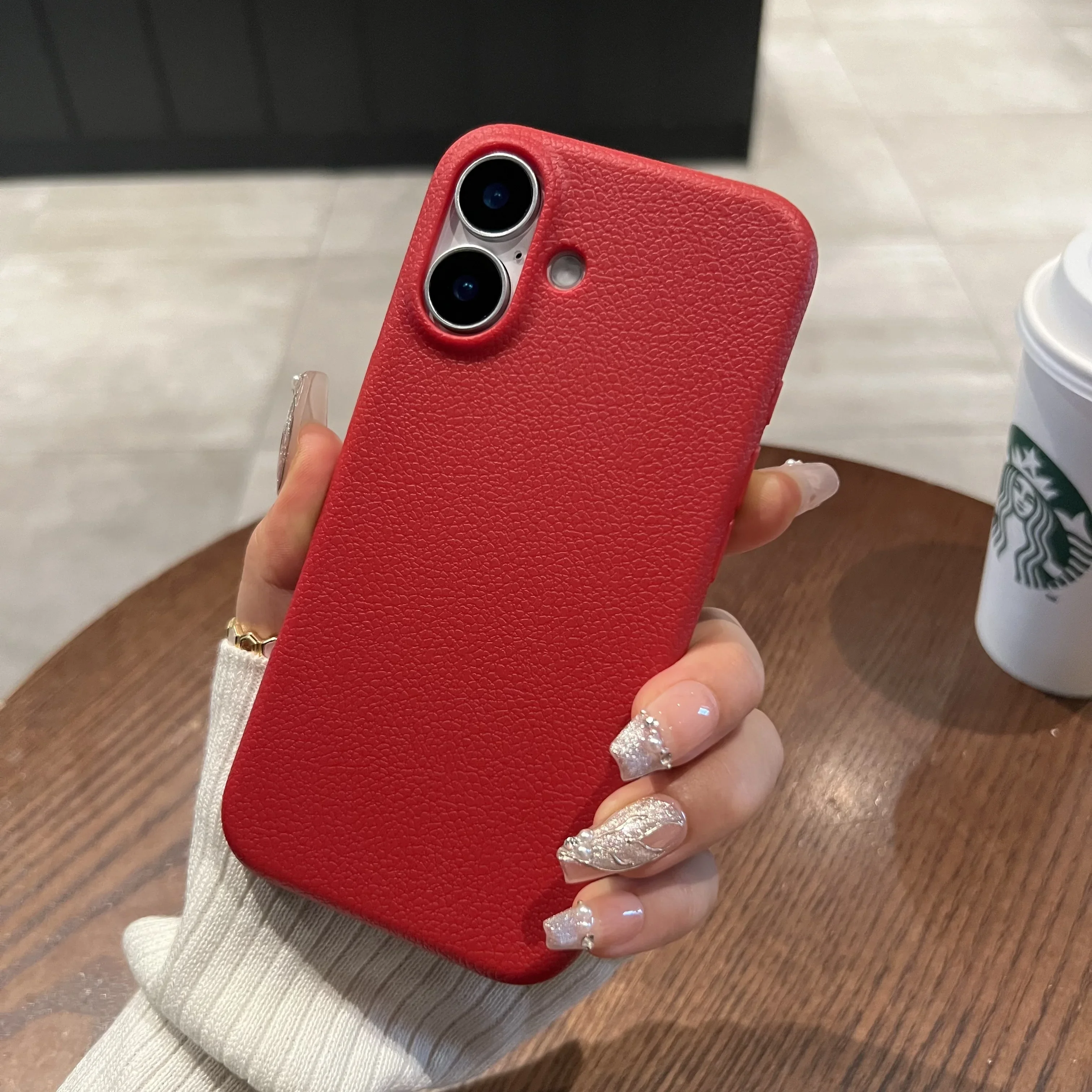 Capa De Celular De Silicone Macio À Prova De Choque Com Textura De Couro (iphone 11 Vermelho), Simples.