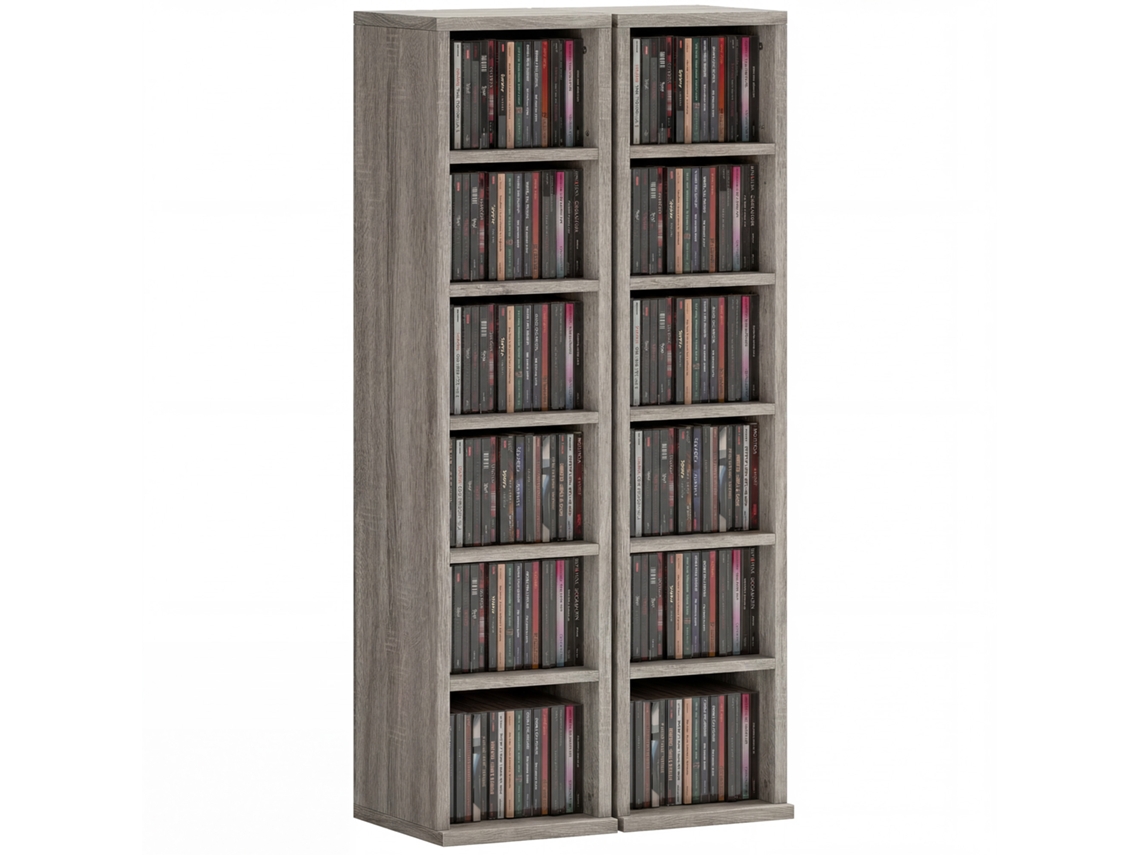 Prateleiras para CDs/DVDs BTFORUS, 12 compartimentos, capacidade para 204 CDs, 21x22,5x88,5cm, cinza