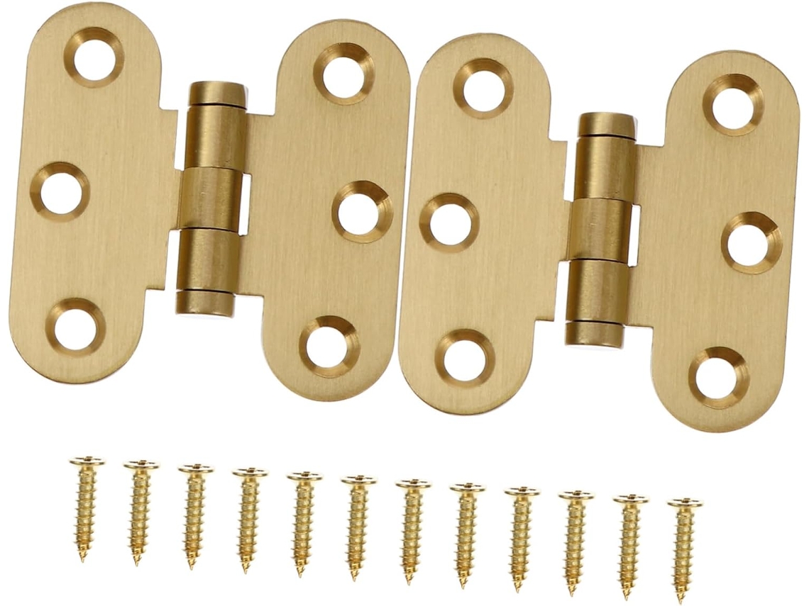 Dobradiças De Cobre Para Porta Armário, 2 Peças Com 12 Parafusos,