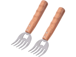 Desfiador De Carne Amosfun 2 Peças Para Churrasco, Ideal Para Frango, Carne Bovina E Suína, Com Cabo De Madeira E Ponta