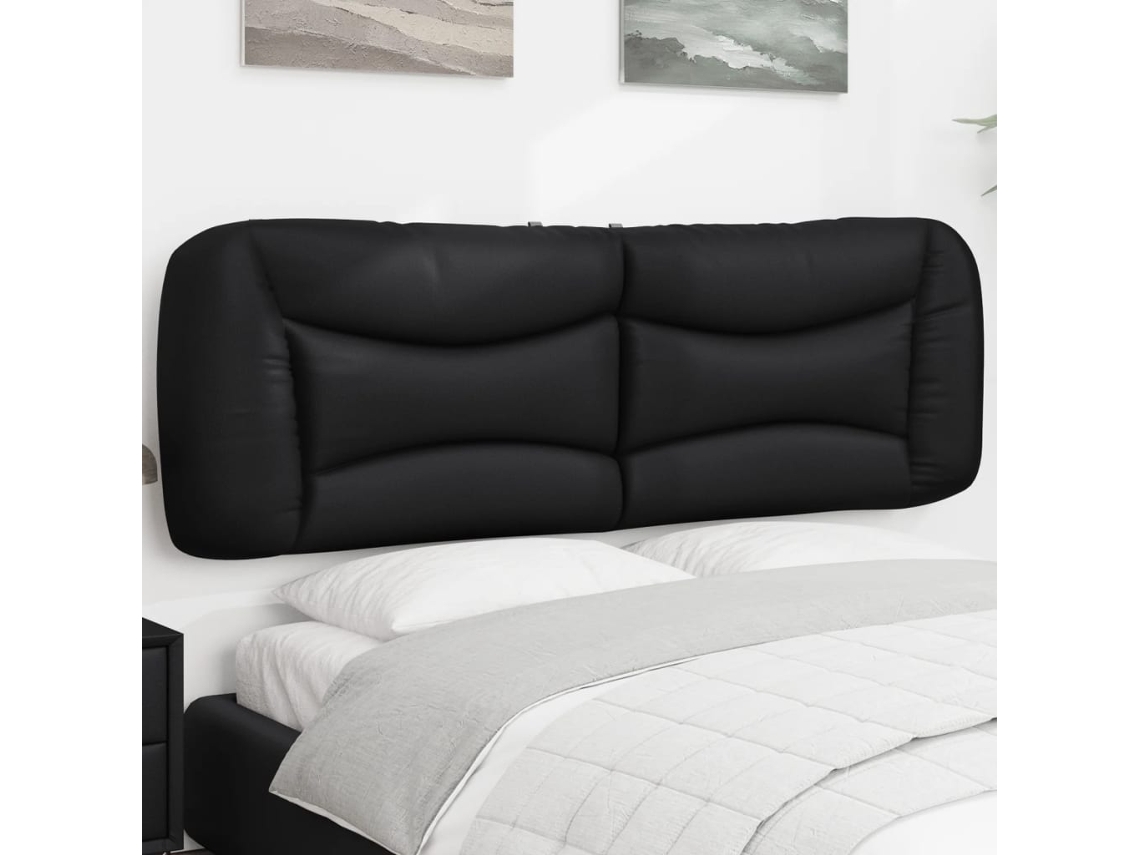 Vidaxl Almofadão De Cabeceira Hvar 160 Cm Couro Artificial Preto