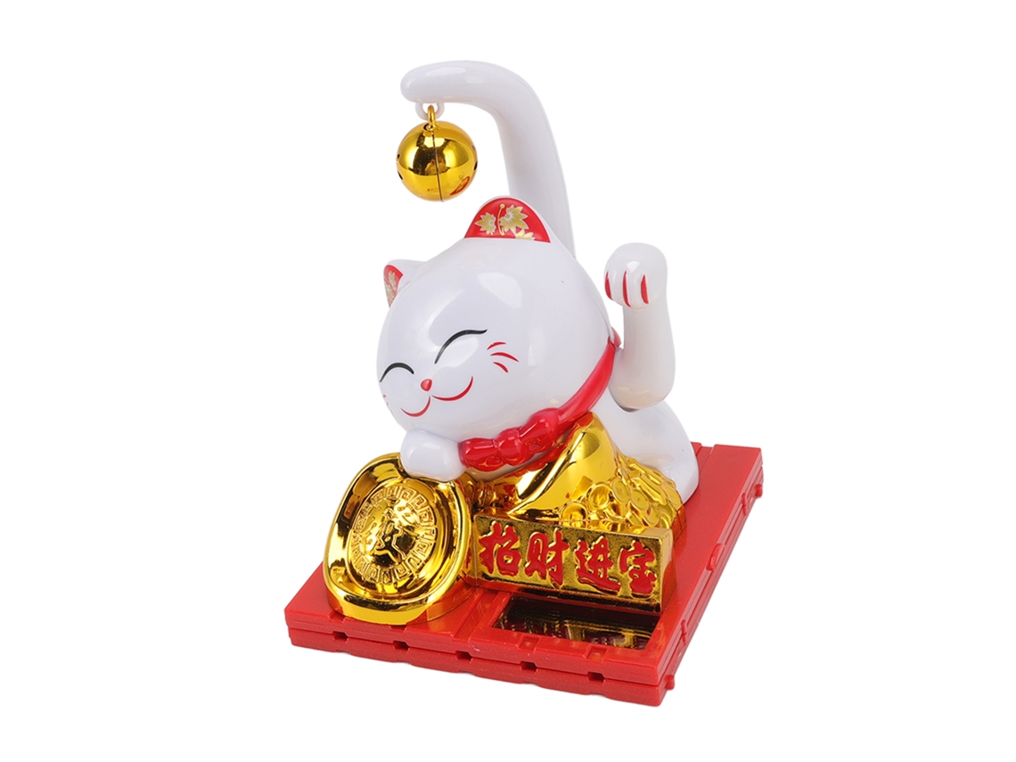 Gato da Sorte Solar LAXISCREED com Sino Decoração Grande