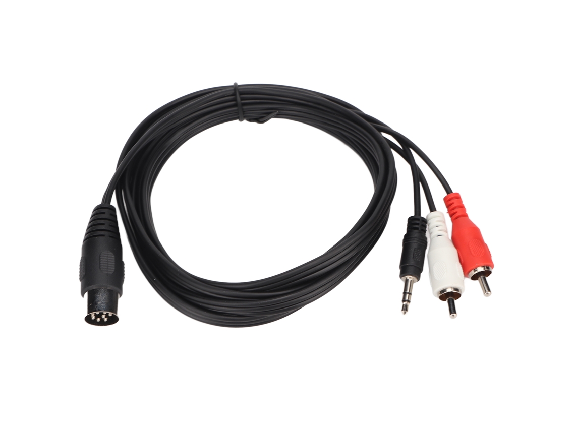 Cabo Mali DIN 8 pinos para 3.5mm, 2 Rca macho, para áudio, 1.8m