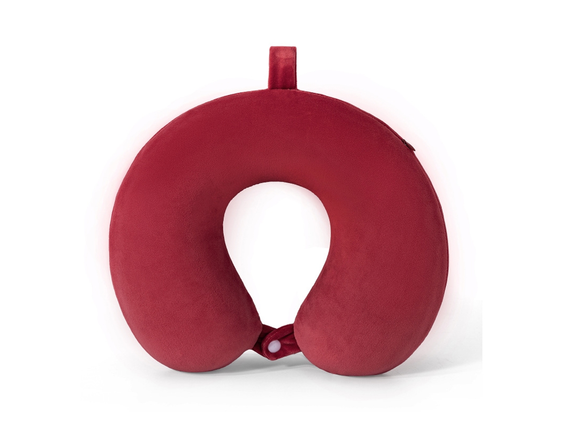 Travesseiro de Viagem AQUAFORGE em espuma viscoelástica, formato U, para massagem cervical, cinza claro