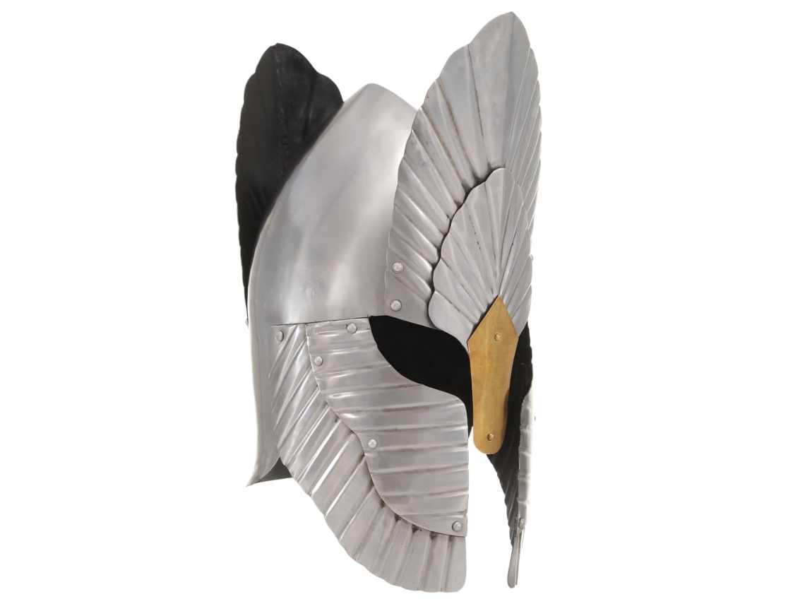 Vidaxl Capacete De Cavaleiro Medieval Réplica Larp Aço Prateado