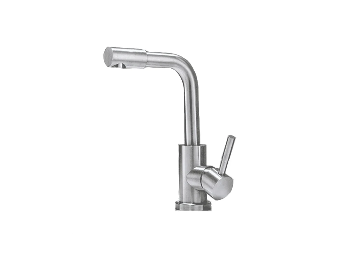 Torneira De Cozinha Giratória 360 ° Misturadora Aço Inoxidável Escovado Com Núcleo Válvula Cerâmica E Tubo Extensão 60 Cm