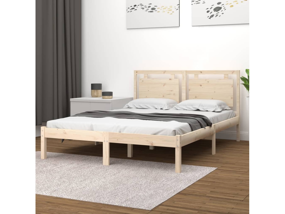 Vidaxl Estrutura De Cama Pequena Casal 120x190 Cm Pinho Maciço