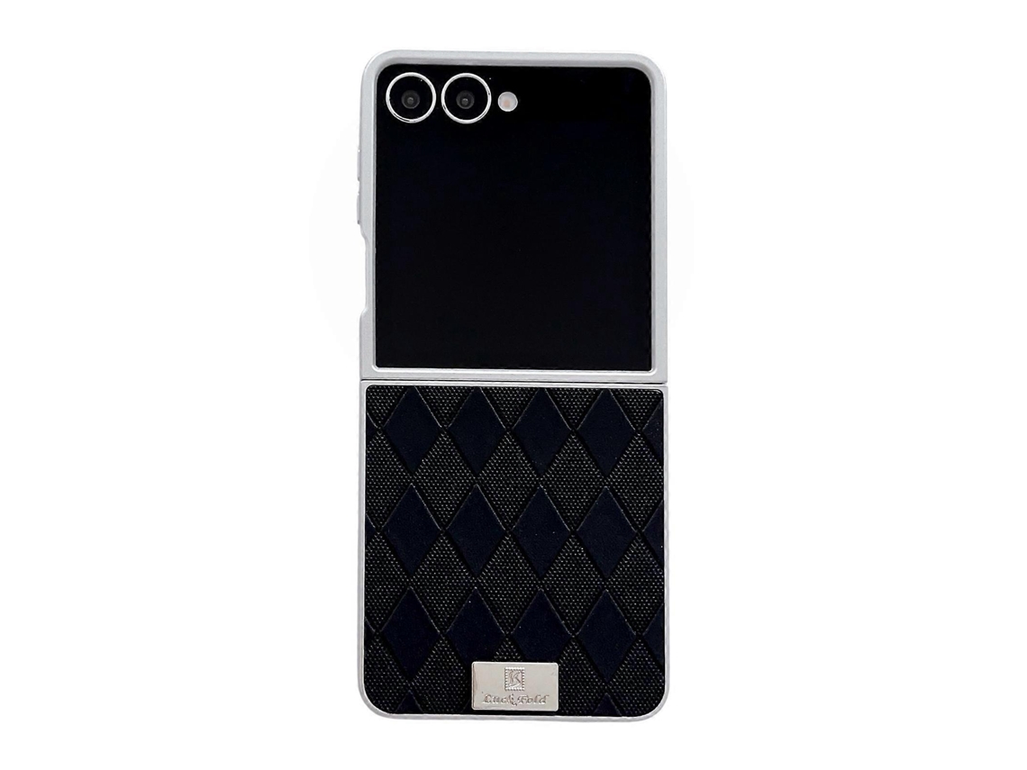 Capa De Celular Dobrável Com Estampa De Diamante E Borda Prateada